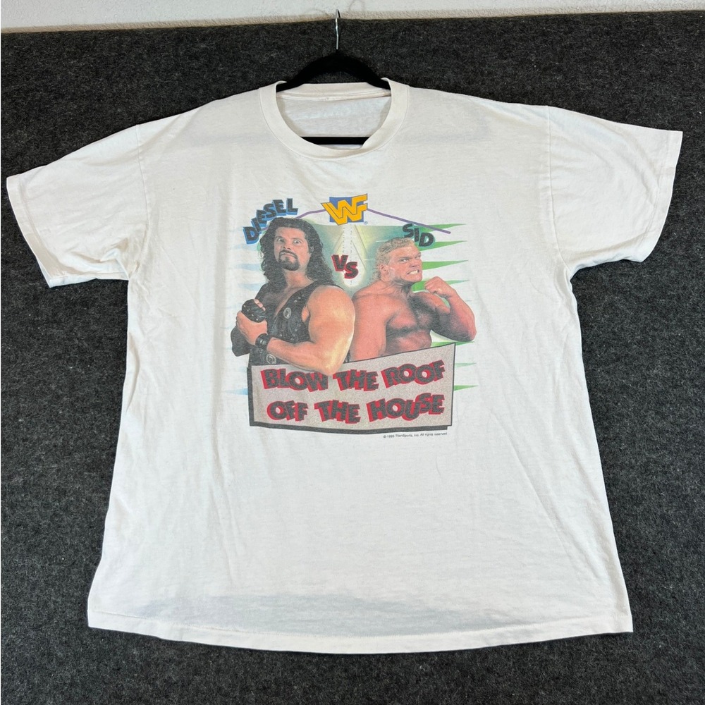 VTG 1995 WWF Blow The Roof Off The House T-Shirt XL Diesel Sid Wrestling IYH 90s